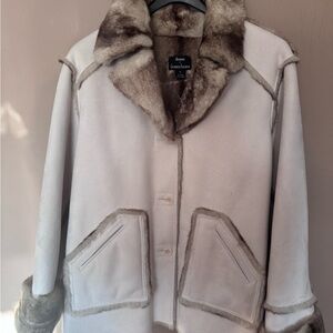 Vintage Dennis Basso Reversible Cream and Brown Teddy Coat Women’s XL